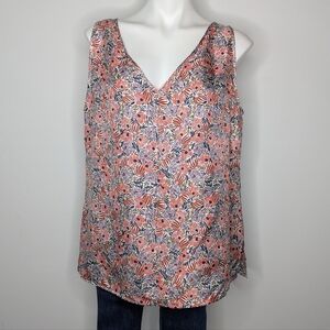 Boss Hugo Boss Orange Purple Floral Silk V Neck Tank Blouse 14